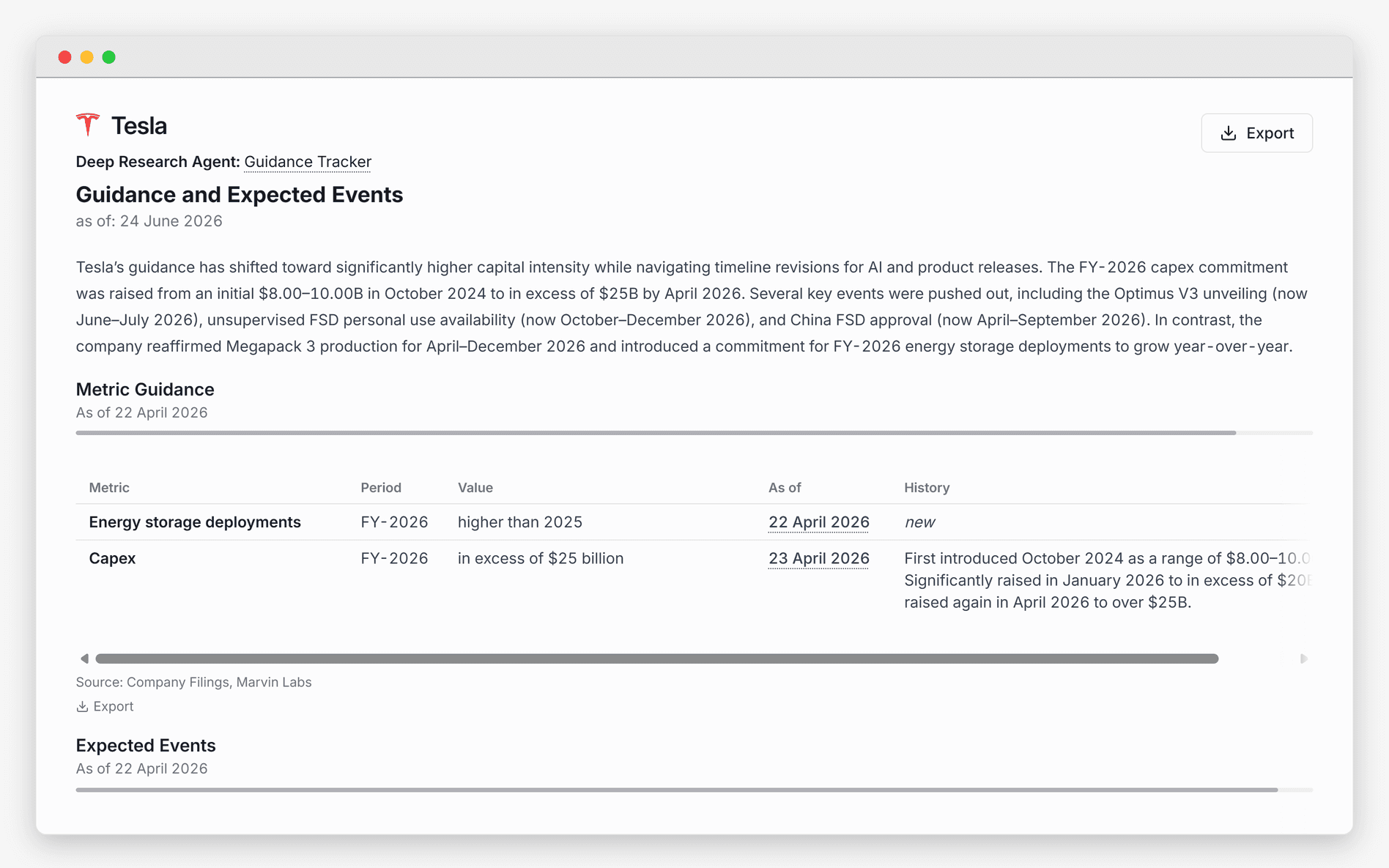 An example guidance evaluation result in the Marvin Labs platform